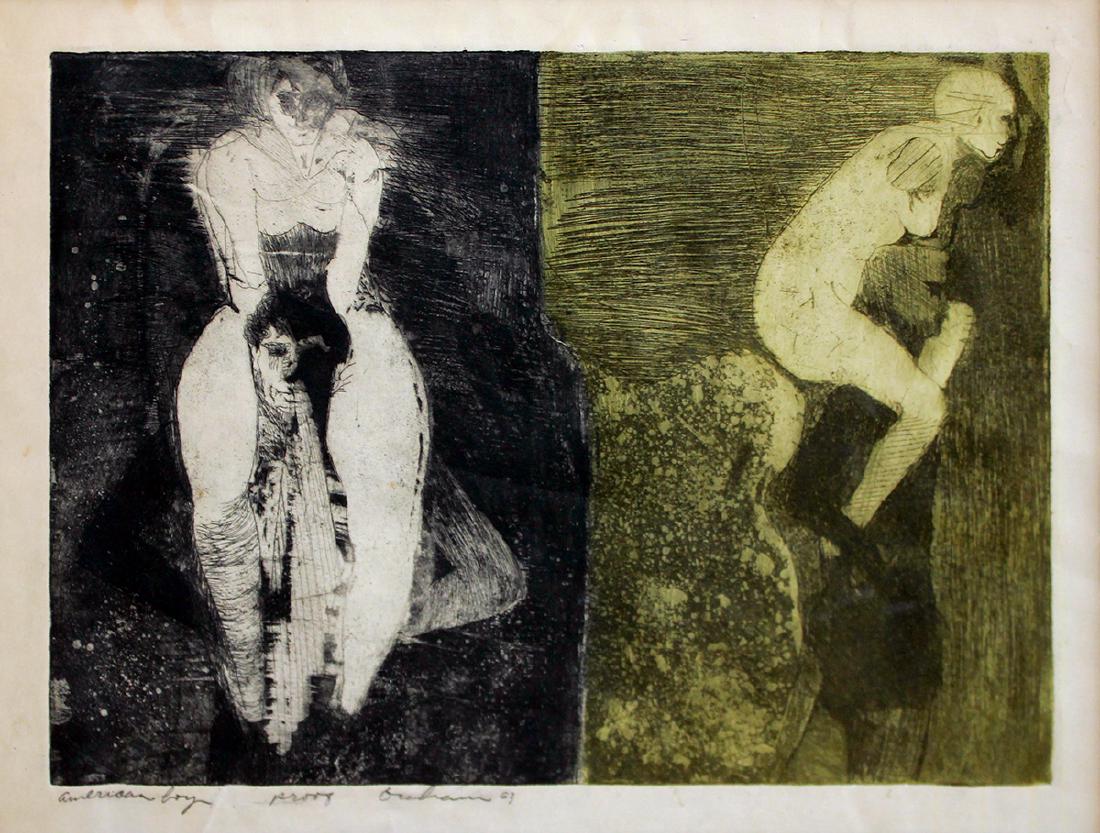 Robert Graham (1938-2008): Robert Graham (1938-2008) American Boy, 1963 Etching Signed, titled, dated and annotated â€œProofâ€ Image: 13 x 17.5 inches; Framed: 26 x 30.5 inches