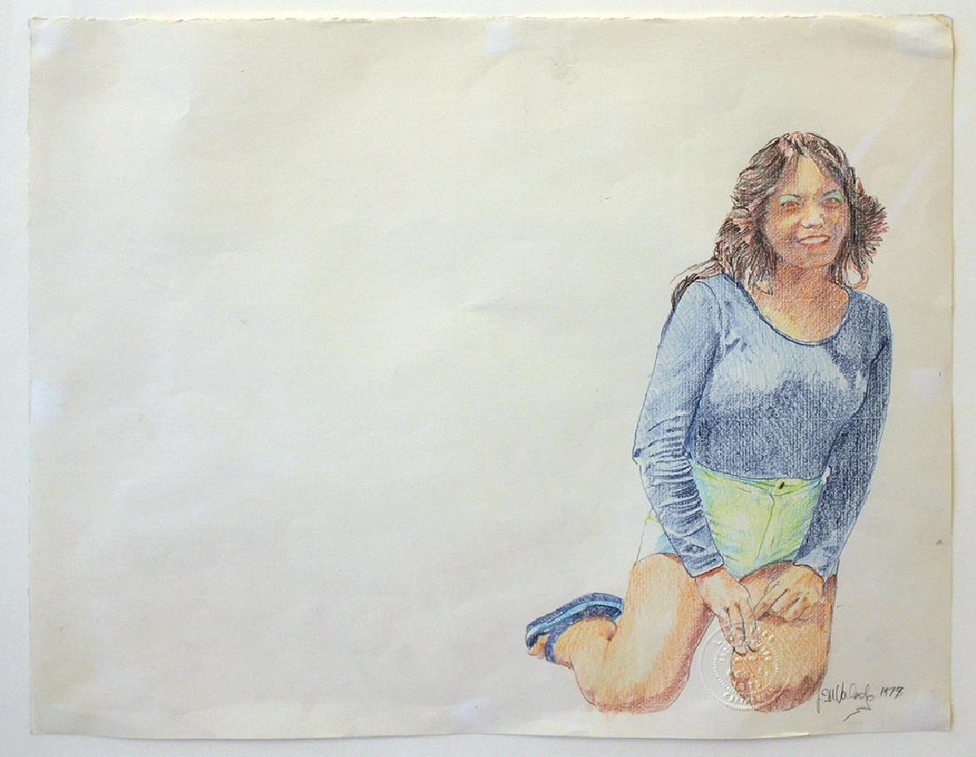 John Valadez Lot of Two (Born 1951): John Valadez Lot of Two (Born 1951) Untitled, 1978 Pastel on paper Signed and dated on recto Sheet: 12.5 x 15 inches; Framed: 17.5 x 20 inches Untitled, 1978 Graphite on paper Signed and dated on rect