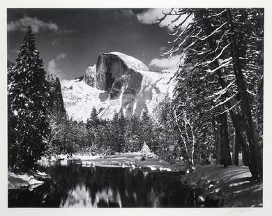 Ansel Adams (1902-1984): Ansel Adams(1902-1984)Half Dome, Merced River, Winter, 1938/Printed c.1960sFrom The Yosemite Special Edition Photographs SeriesGelatin silver printSigned on mount recto; Stamped "Special edition