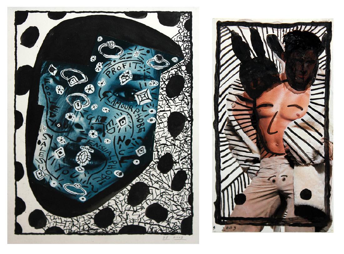 Derek Boshier (Born 1937): Derek Boshier (Born 1937) Lot of Two Animal Magic; Glamourphobe, 2003 Mixed media on photographs Signed Image: 7.25 x 4 inches, 12 x 9 inches; Framed: 15.25 x 12.25 inches, 15.25 x 12.25 inches Proven