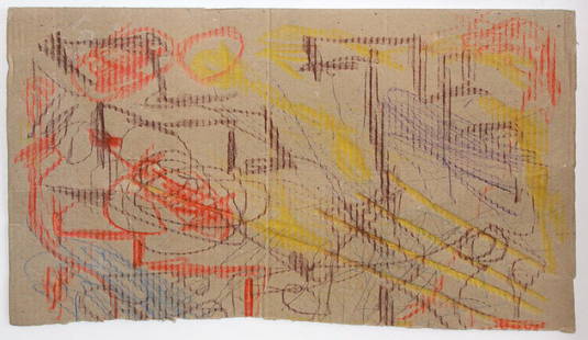 Andre Butzer (Born 1973): Andre Butzer(Born 1973)Untitled, 2008Crayon on cardboardSigned on versoSheet: 8 x 12.5 inches; Framed: 11.5 x 15.5 inches