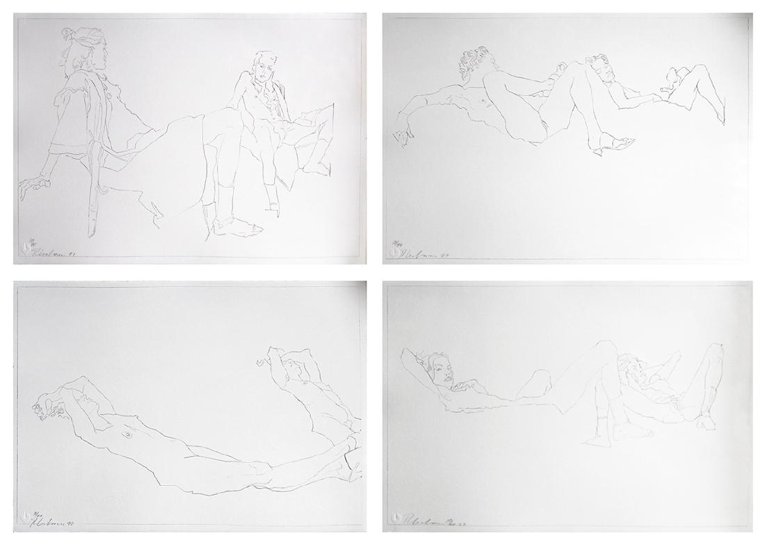 Robert Graham (1938-2008): Robert Graham (1938-2008) Lot of Four Untitled, 1997 From Mirror Drawings series Set of four lithographs Edition #10/20 Each signed, numbered and dated in pencil on recto Sheet: 11 x 14.5 inches; Fram
