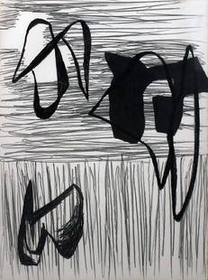 Jonathan Lasker (Born 1948): Jonathan Lasker (Born 1948) Composition #6, 1983 Graphite on paper No visible signature Catalogue label on verso Image: 30 x 22.25 inches; Framed: 41 x 33.5 inches