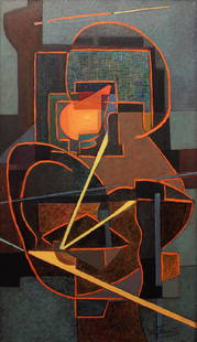 Mario de Ferrante (1898-1992): Mario de Ferrante (1898-1992) Untitled Oil on board Signed in oil on recto Image: 47.5 x 27.5 inches; Framed: 51.5 x 31.5 inches