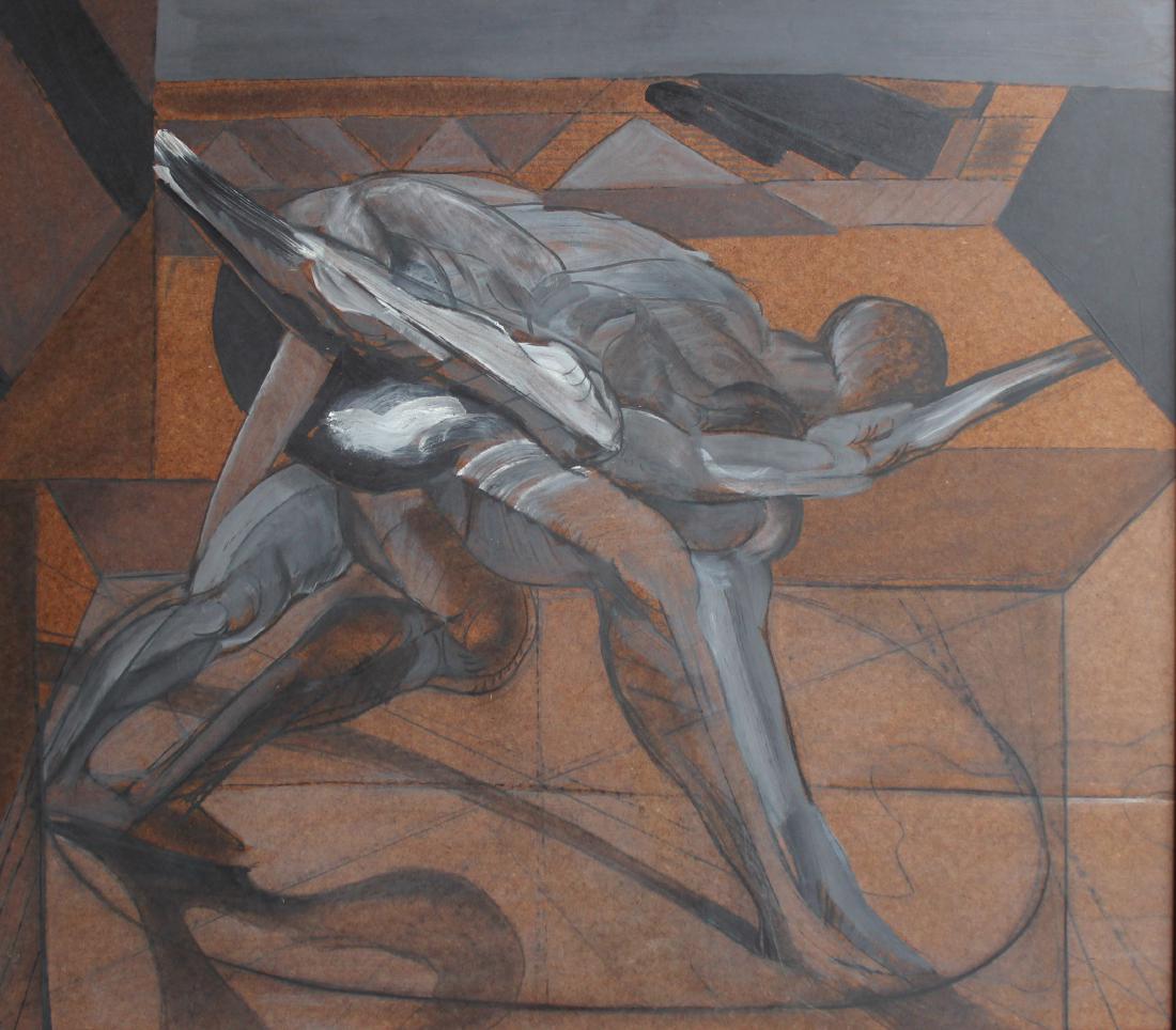 Jan Stussy (1921-1990): Jan Stussy (1921-1990) Untitled, c. 1960's Mixed media on panel Signed on recto Image: 33.5 x 39 inches; Framed: 37 x 42 inches