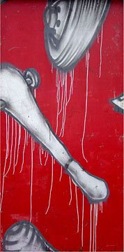 Barry McGee Untitled: 1991 Spray paint on wood Unsigned Provenance: Commissioned by Yerba Buena Center for the Arts for Construction fence, San Francisco, CA; Gifted to Lamont Gardner Image: 96 x 48 inches