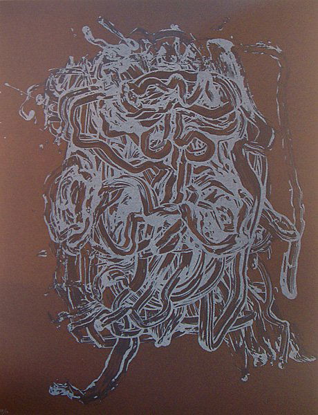 Ed Moses Untitled: 1989 Lithograph Numbered 47/50 Image: 30 x 22 inches; Framed: 38 x 30.5 inches