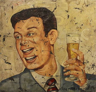 BILL BARMINSKI, Plastic USA, c. 1990 : Oil on Canvas Signed on recto Image : 24 x 24 inches