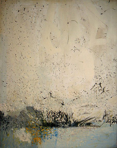 Ed Moses Untitled: c. 1958-59 Oil on canvas Initialed "Moses, E.M." on recto Note: One of the earliest known Ed Moses paintings Includes Letter of Authenticity from the artist Provenance: Private Collection; Bought dire