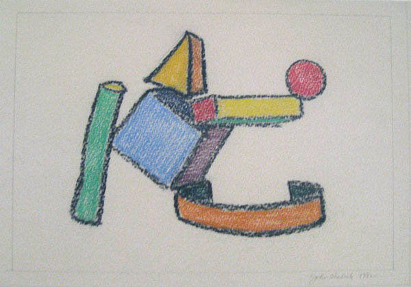 John Okulick Untitled: 1982 Pastel on paper Signed and dated in pencil on recto Image: 7.5 x 11 inches; Framed: 14 x 16.5 inches