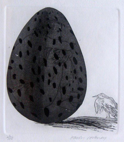 David Hockney: The boy hidden in an egg, 1969 From The Brothers Grimm, Grimm’s Fairy Tales, 1812-1815 Etching Numbered 23/100 Signed and numbered on recto Image: 8 x 6.5 inches; Framed: 17.5 x 15.5 inches