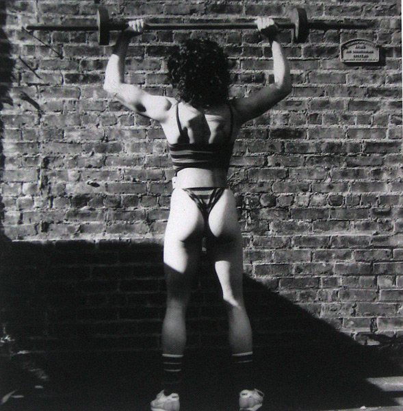 Robert Mapplethorpe: Lisa, Sheridan Square Gym, 1983 Gelatin silver print Signed on verso by Lisa Lyons Provenance: from the collection of Lisa Lyons Image: 7.25 x 7.25 inches; Framed: 16.25 x 13.25 inches