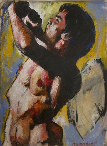 Jim Morphesis, Angel with Trumpet, 1986-90: Mixed media Signed on recto Provenance: Works Gallery South/Crystal Court, Costa Mesa, CA tag on verso; Lora Schlesinger Gallery, Santa Monica, CA tag on verso; Tortue Gallery, Santa Monica, CA tag on