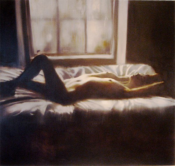 Louis Renzoni, Woman in Window, 2004: Oil and canvas Signed and dated on verso Image: 60 x 60 inches