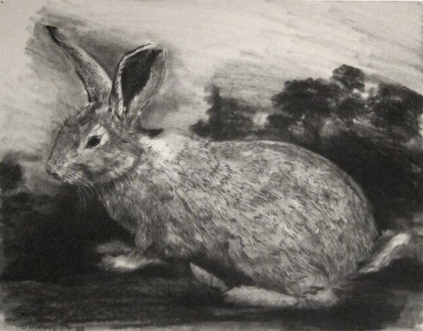 Ben Schonzeit, Rabbit, 1984: Charcoal on paper Image: 8 x 10 inches; Framed: 15.25 x 16.25 inches Provenance: Nancy Hoffman Gallery, New York, NY tag on verso; Lora Schlesinger Gallery, Santa Monica, CA tag on verso; Tortue Galle