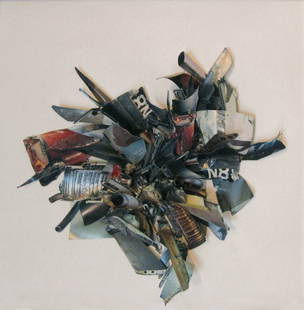 077: Nancy Rubins, Untitled, 1998: Collage Provenance: From the Collection of Kim Light, Los Angeles, CA; Paul Kasmin Gallery, New York, NY tag on verso; Patricia Faure Gallery, Santa Monica, CA tag on verso; From the Collection of Kim