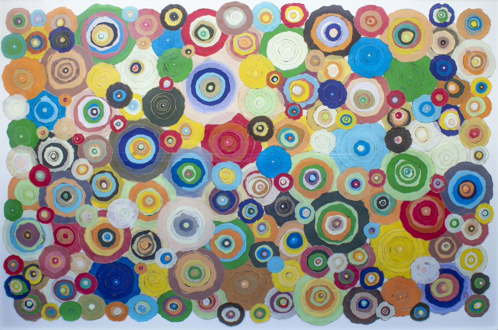 Minjung Kim (Born 1962) "Pieno do Vuoto," 2006: Mixed media on rice paper Signed and dated on recto Leslie Sacks Fine Art gallery tag on verso Sheet: 39.5 x 59.5 inches; Framed: 44.5 x 63.5 inches