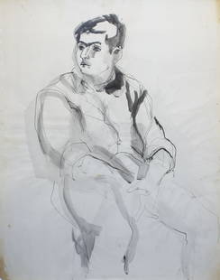 Carlos Almaraz (1941-1989) "Self Portrait," c. 1962: Ink wash drawing on paper Provenance: From the Estate of Peggy Lloyd (gifted to her at Ottis when they were students together) We would like to thank Elsa Flores and Craig Krull Gallery for the