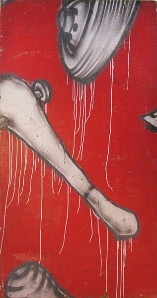 068: Barry McGee, Untitled, 1991: Spray paint on panel Provenance: Commissioned by Yerba Buena Center for the Arts for Construction fence, San Francisco, CA Image: 8 x 4 feet