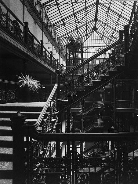 Julius Shulman, Bradbury Building, Los Angeles,: 1970 Gelatin silver print Signed on verso Note: Image appears in many Shulman publications including “A Constructed View” Image: 19.5 x 15 inches; Framed: 20 x 16 inches