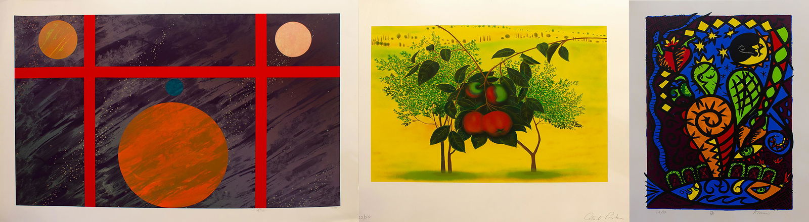 Lot of 3: Billy Al Bengston: Untitled From In Barcelona (1988) / Astrid Preston (1945) Untitled (1 of 4)