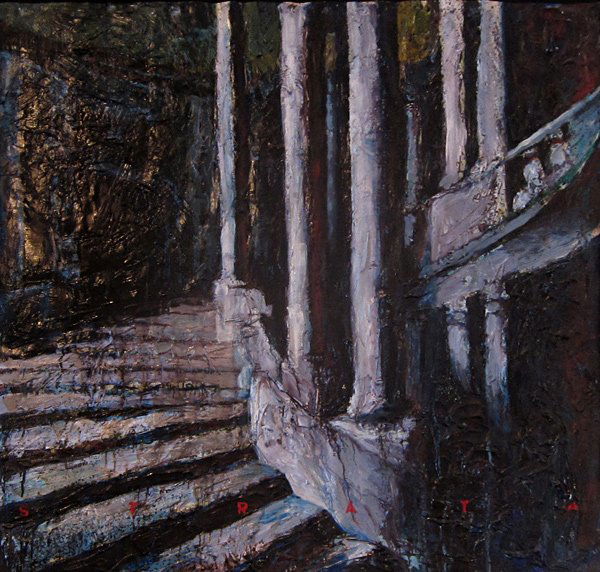 Lawrence Gipe, Strata, c. 1987: Oil on paper Illustrated: Karl Bornstein’s Gallery exhibition from 1987 Image: 50 x 51 inches; Framed: 55 x 53.5 inches