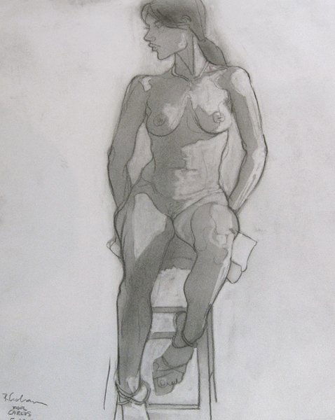 Robert Graham, Untitled (3.30.01), 2001: Conte crayon on paper Signed, dated and annotated “For Carlos” on recto Provenance: Exhibited in Robert Graham solo show at the Earl McGrath Gallery, New York, in 2001 Image: 15 x 11 inches; Frame