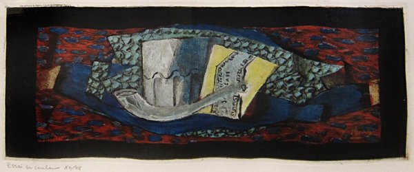 Georges Braque, Essai en Couleur: Etching and aquatint Numbered XII/XX Unsigned; Titled and numbered in pencil on recto Image: 8 x 18 inches; Framed: 18.75 x 28.5 inches