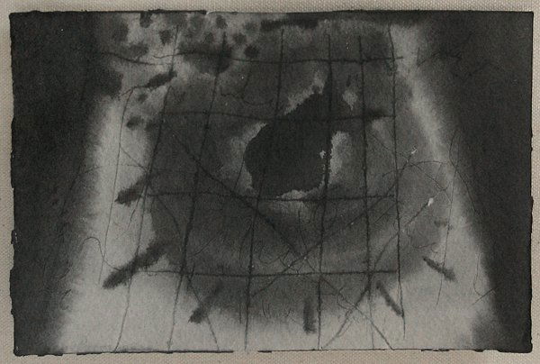 David Lynch, Medical Grid, 1988: Watercolor on paper Signed, dated and titled on verso; Artist fingerprint on verso Image: 4 x 6 inches; Framed 