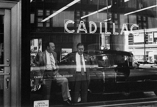 William Klein, Cadillac, New York, 1955: Gelatin silver print Signed, titled, and dated in pencil on verso Provenance: Peter Fetterman Gallery, Santa Monica, CA tag on verso Image: 11.75 x 17.5 inches; Framed: 22 x 27.75 inches