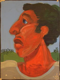 Carlos Almaraz: Portrait of a Man, 1973: Carlos Almaraz Portrait of a Man, 1973 Acrylic on paper Provenance: From the personal collection of John Valadez, gifted to Valadez in 73 by the artist Signed/dated on recto Dimensions: 43 x 32