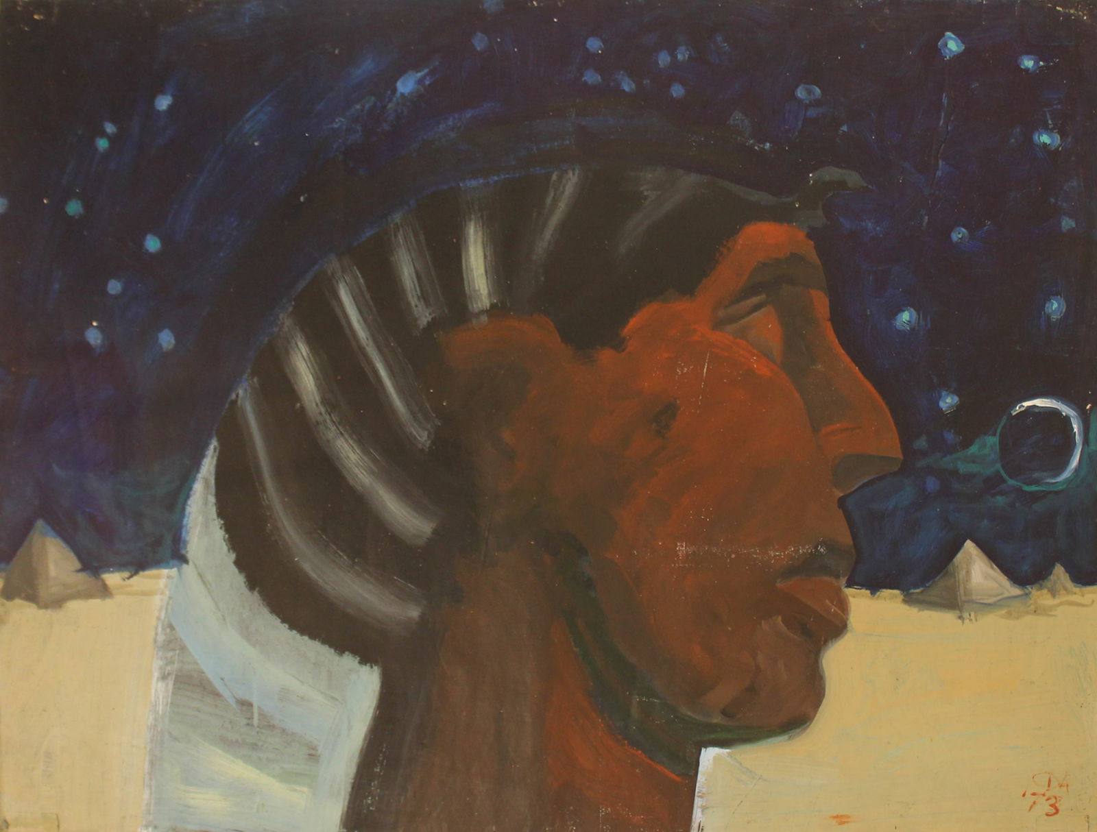 Carlos Almaraz: Profile of a Woman, 1973: Carlos Almaraz Profile of a Woman, 1973 Acrylic on paper Signed/dated on recto Provenance: From the personal collection of John Valadez, gifted to Valadez in 73 by the artist Dimensions: 32 x 43 inche