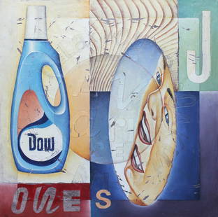 Bill Barminski: Dow Jones, Relax You're Soaking it in: Bill Barminski Dow Jones, Relax You're Soaking it in Oil-based paint Canvas over wood frame Dimensions: 24 x 24 inches