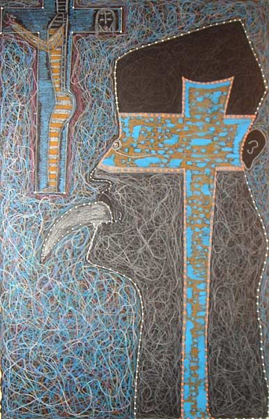 Philip Tsiaras Head and Tongue 20: 1981, Wax pencil, tempera, oil pencil, and pastel on paper, Provenance: Harm Bouckaert Gallery, New York, NY, tag on verso, Image: 19 ½ x 12 inches; Framed: 21 ¾ x 15 inches