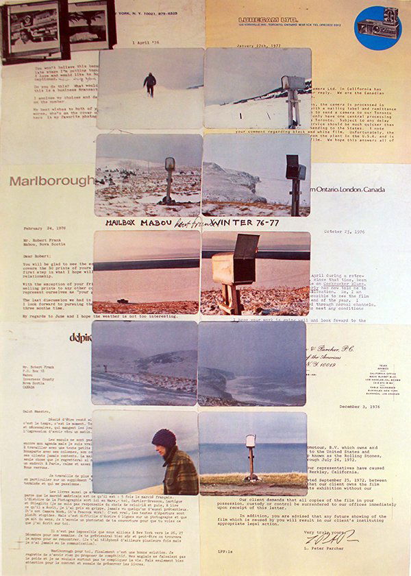 063: Robert Frank, Mailbox Mabou, Winter, c. 1976: Lithograph in colors AP V111/30 outside the edition of 75 Signed and numbered in pencil on recto Image: 33 x 24.5 inches; Framed: 36 x 27 inches