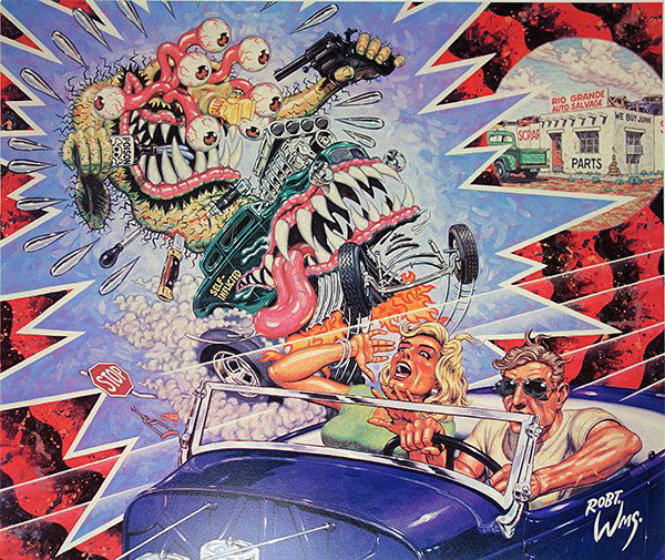 Robert Williams, Snuff Fink, 1990: Ten color serigraph Numbered P.P. outside the edition of 93 Signed, titled and annotated in pencil on recto; Chopmark on recto; Signed in the plate Image: 26 x 31.5 inches; Sheet: 32.25 x 36.5 inches