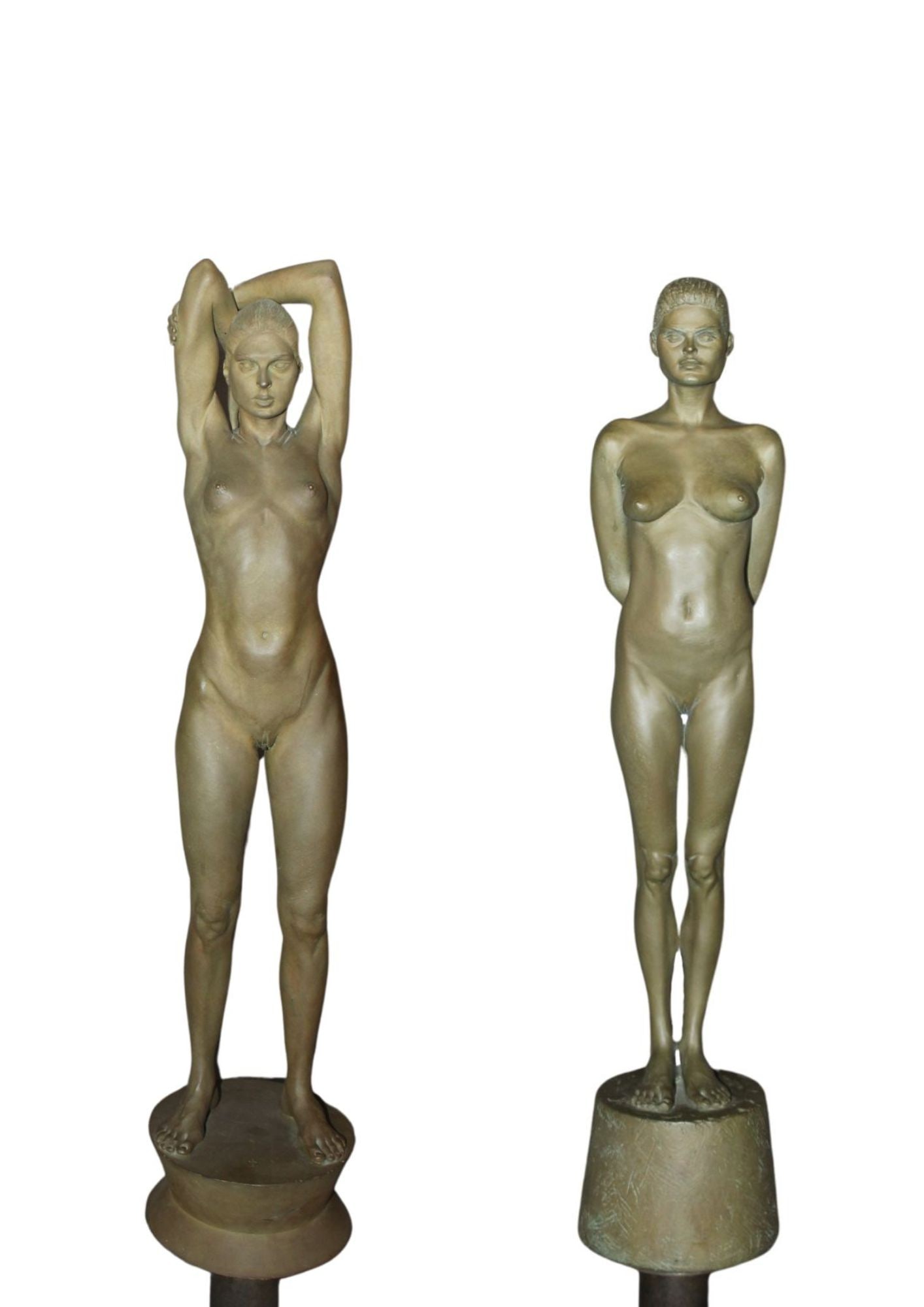 Robert Graham: LOT OF 2: Robert Graham (1938-2008) LOT OF 2 Gabrielle (Left), 1993-94 Bronze sculpture Initialed "RG" on base Provenance: From the collection of Dr. Robert Smith Figure: 22.75 x 5.5 x 3 in Overall: 64.75 x 5