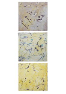 Bill Barminski: LOT OF 3: LOT OF 3 Bill Barminski (1962) Each: Untitled, c. 1990s Enamel on canvas Signed on verso of each canvas Dimensions: Each: 12 x 12 in