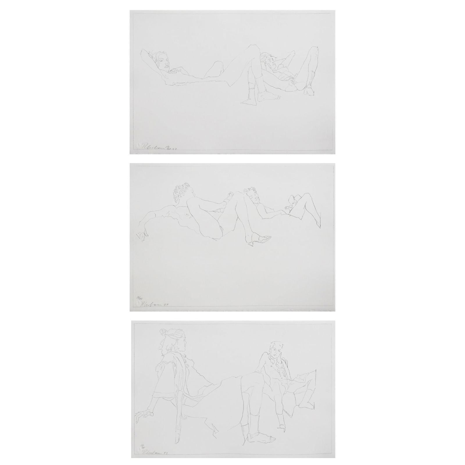 LOT OF 3: Robert Graham (1938-2008): LOT OF 3 Robert Graham (1938-2008) Untitled from 'Mirror Drawings', 1997 Lithographs on Rives BFK paper From the numbered edition of 20 Signed, dated, and numbered by artist on recto Each Image: 15 x