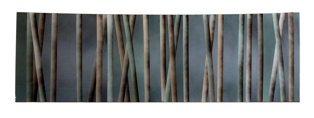 Judy Stabile (1948): Untitled cylinders, 2008: Judy Stabile (1948) Untitled cylinders, 2008 Painting (reverse painting)/glass Signed/dated on verso Dimensions: 24 x 73 in