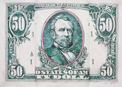 Robert Dowd (1936-1996): Folded Fifty Dollar Bill, 1968