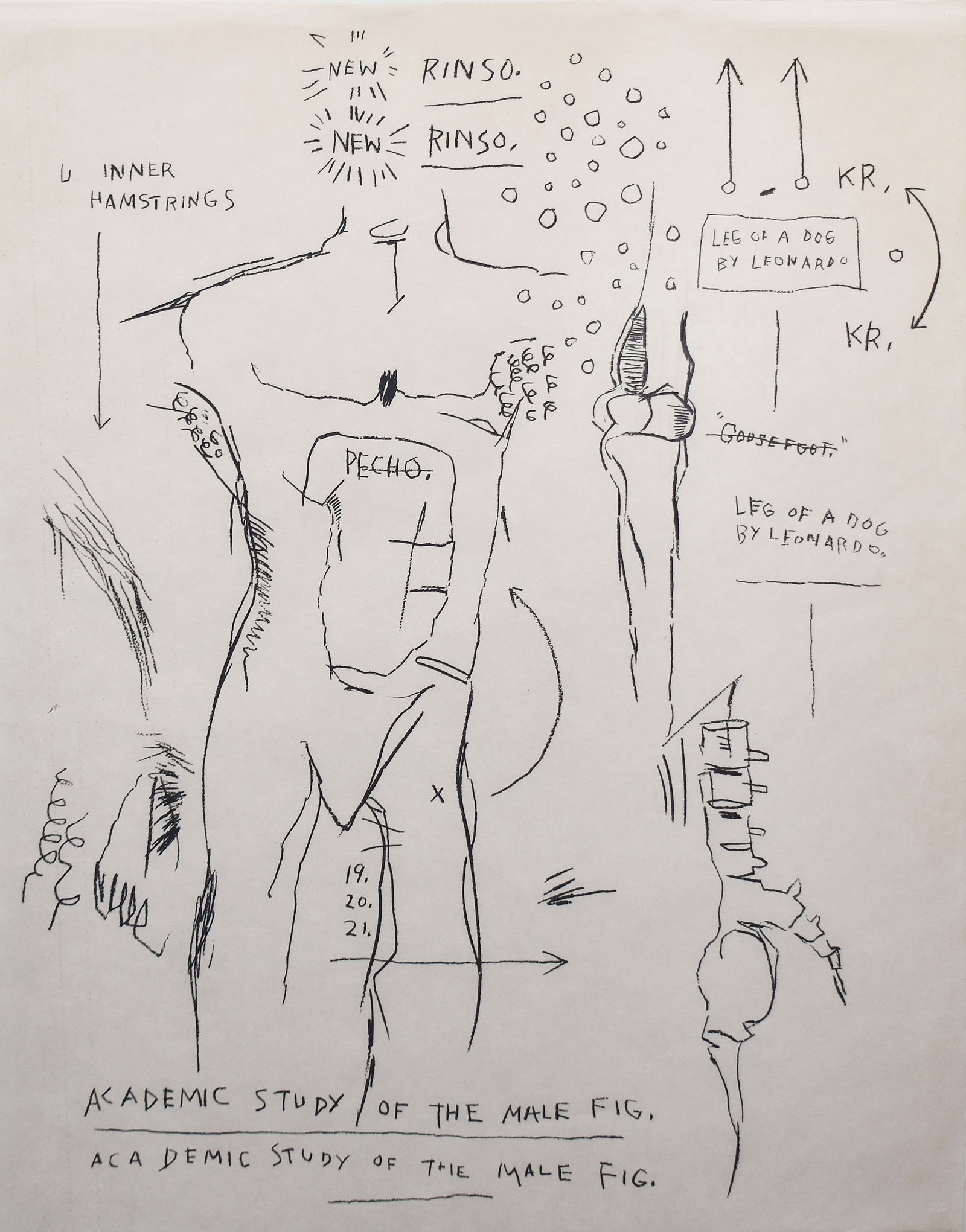 Jean-Michel Basquiat (1960-1988): Academic Study of the Figure: Jean-Michel Basquiat (1960-1988) Academic Study of the Figure, 1983 Silkscreen on Okawara rice paper Printer: New City Edition, Venice, CA (blindstamp lower right recto) Sheet: 40 x 32 in; Framed: 50