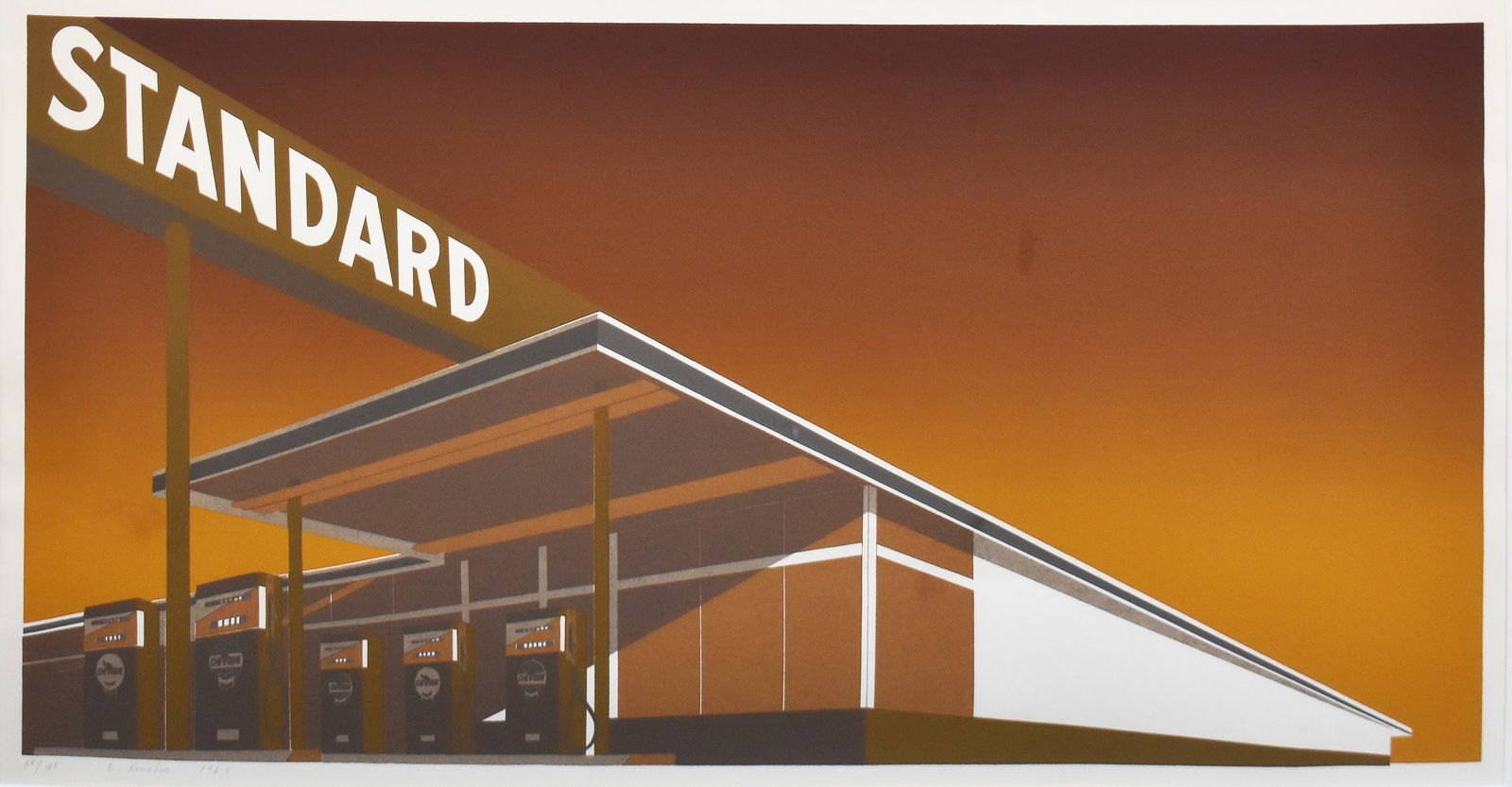 Ed Ruscha (1937): Mocha Standard, 1969: Ed Ruscha (1937) Mocha Standard, 1969 Screenprint From the numbered edition of 100 Hand-signed by artist Printed by Jean Milant; Printed by Dan Socha; Published by Edward Ruscha Sheet: 25.75 x 40.125