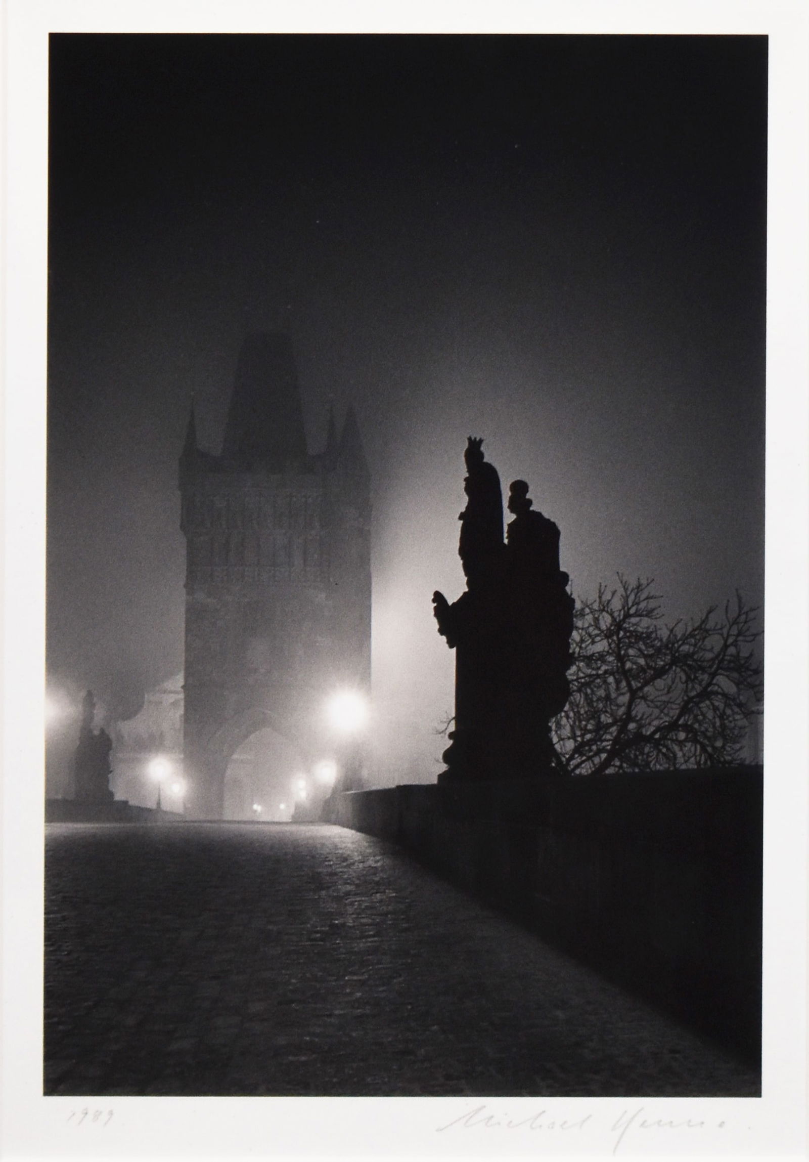 Michael Kenna (1953): Charles Bridge, Study 4, Prague, Czechoslovakia, 1989, Printed 1990: Michael Kenna (1953) Charles Bridge, Study 4, Prague, Czechoslovakia, 1989, Printed 1990 Gelatin Silver Print Signed by artist on recto Image: 9 x 6 in; Framed: 15 x 11.5 in