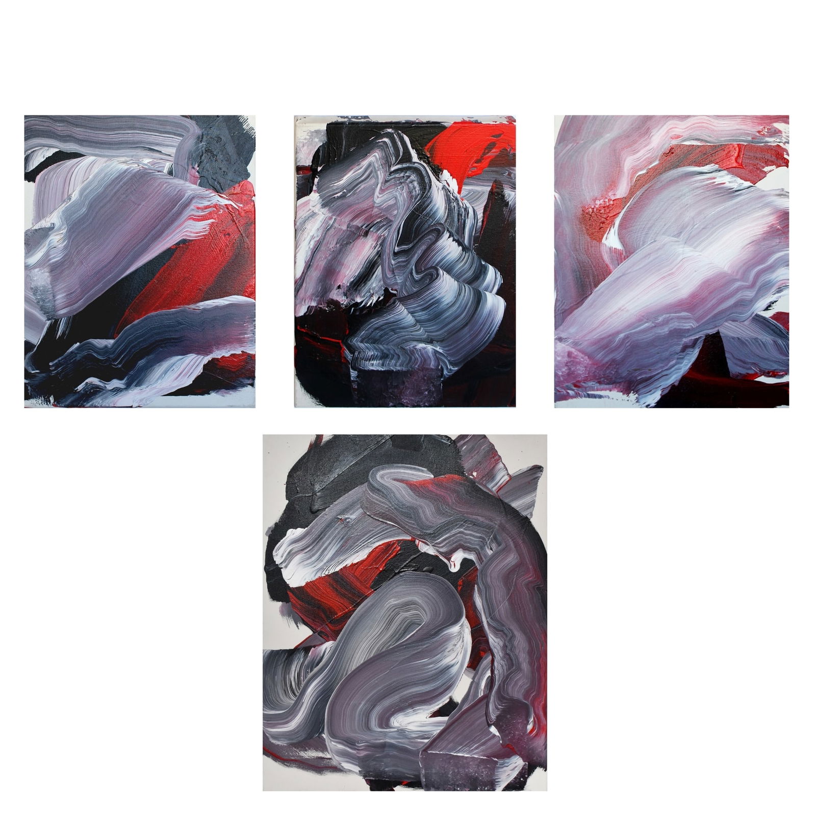 LOT OF 3: Ed Moses (1926-2018): LOT OF 3 Ed Moses (1926-2018) OBO #7, 2016 Acrylic on canvas Signed, dated, and titled by artist on verso Canvas: 20 x 16 in OH #2, 2016 Acrylic on canvas Signed, dated, and titled by artist on verso