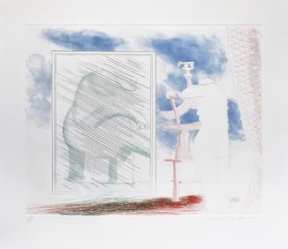 David Hockney (1937): A Picture of Ourselves, from The Blue Guitar, 1976-77
