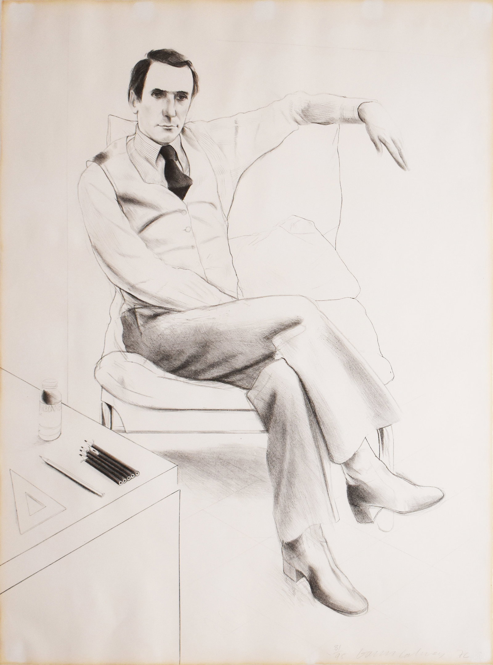 David Hockney (1937-2026): Nicholas Wilder, 1976: David Hockney (1937-2026) Nicholas Wilder, 1976 Lithograph on Rives BFK From the numbered edition of 95 Signed, numbered and dated in pencil on recto Provenance: LA Louver, Venice, CA (tag on verso) P