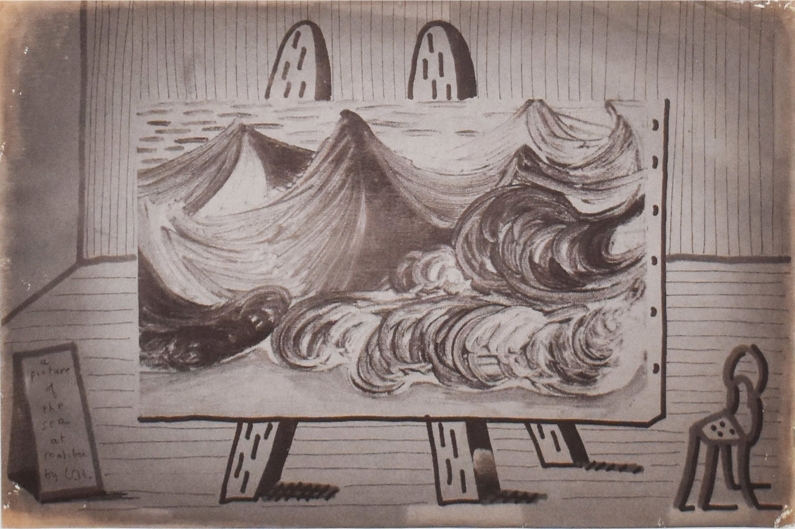 David Hockney (1937-2026): A Picture of the Sea at the Malibu, 1989: David Hockney (1937-2026) A Picture of the Sea at the Malibu, 1989 Fax print of a facsimile drawing Printed title and signature on recto Image: 8.5 x 14 in; Framed: 18.325 x 23.75 in