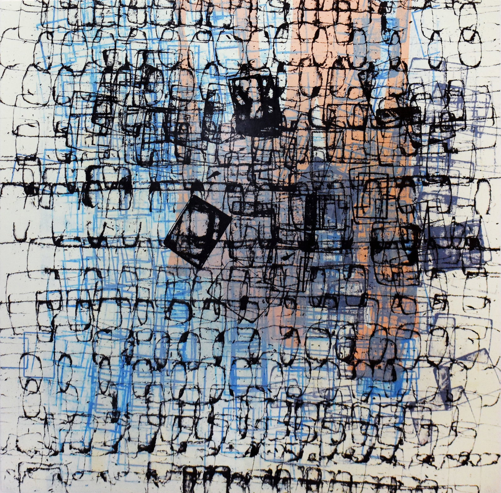 Mark Bradford (1960): Untitled, 2003: Mark Bradford (1960) Untitled, 2003 Lithograph in colors on heavy wove paper Initialed, dated, and annotated 'B.A.T' (a bon ? tirer, aside from the numbered edition of 45) on recto Image: 32.5 x 32.5 