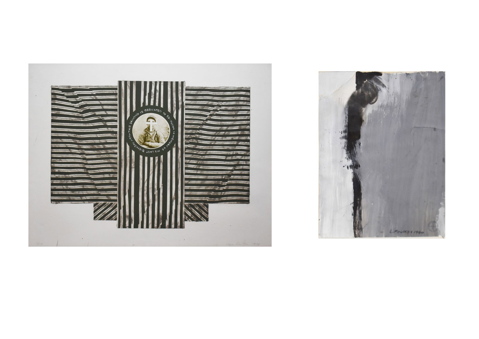 LOT OF 2: Llyn Foulkes (1934-2025): LOT OF 2 Llyn Foulkes (1934-2025) In Memory of F.G. Hough #1, 1974 Lithograph, photolithograph, and opaque watercolor From the numbered edition of 50 Signed, dated, and numbered on recto Dimenions: 19